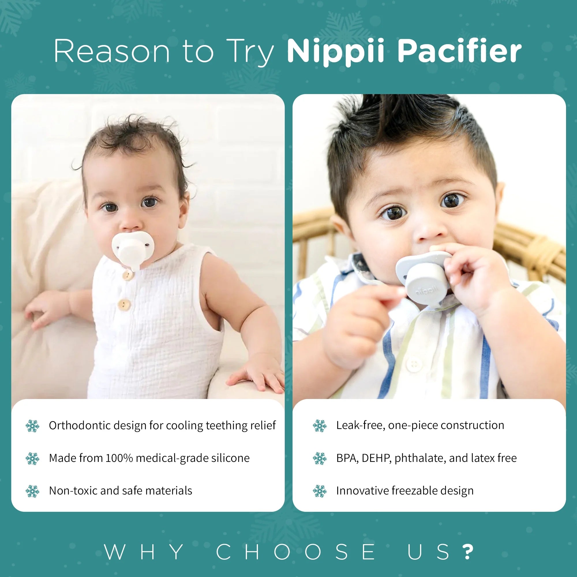 Freezable Orthodontic Pacifier, Cold Teething Relief, Cooling Silicone Pacifier Teether Toy Baby 0-9Mo 1Pc