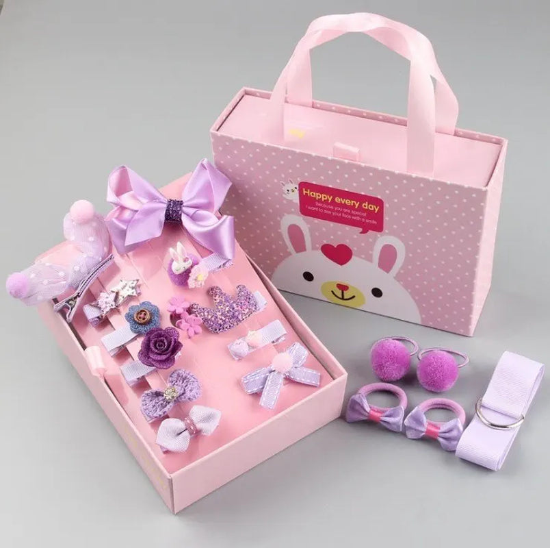 18 Pieces Baby Hair Accessories Princess Headdress Girls Headband Children Barrettes Headband Gift Set Box