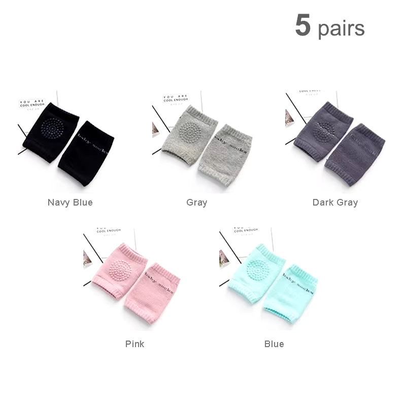 3/5Pairs Baby Knee Pads Toddler Crawling Anti-Slip Kneepads Unisex Boy Girl Elbow Cushion Pad Safety Protector Cotton Leg Warmer