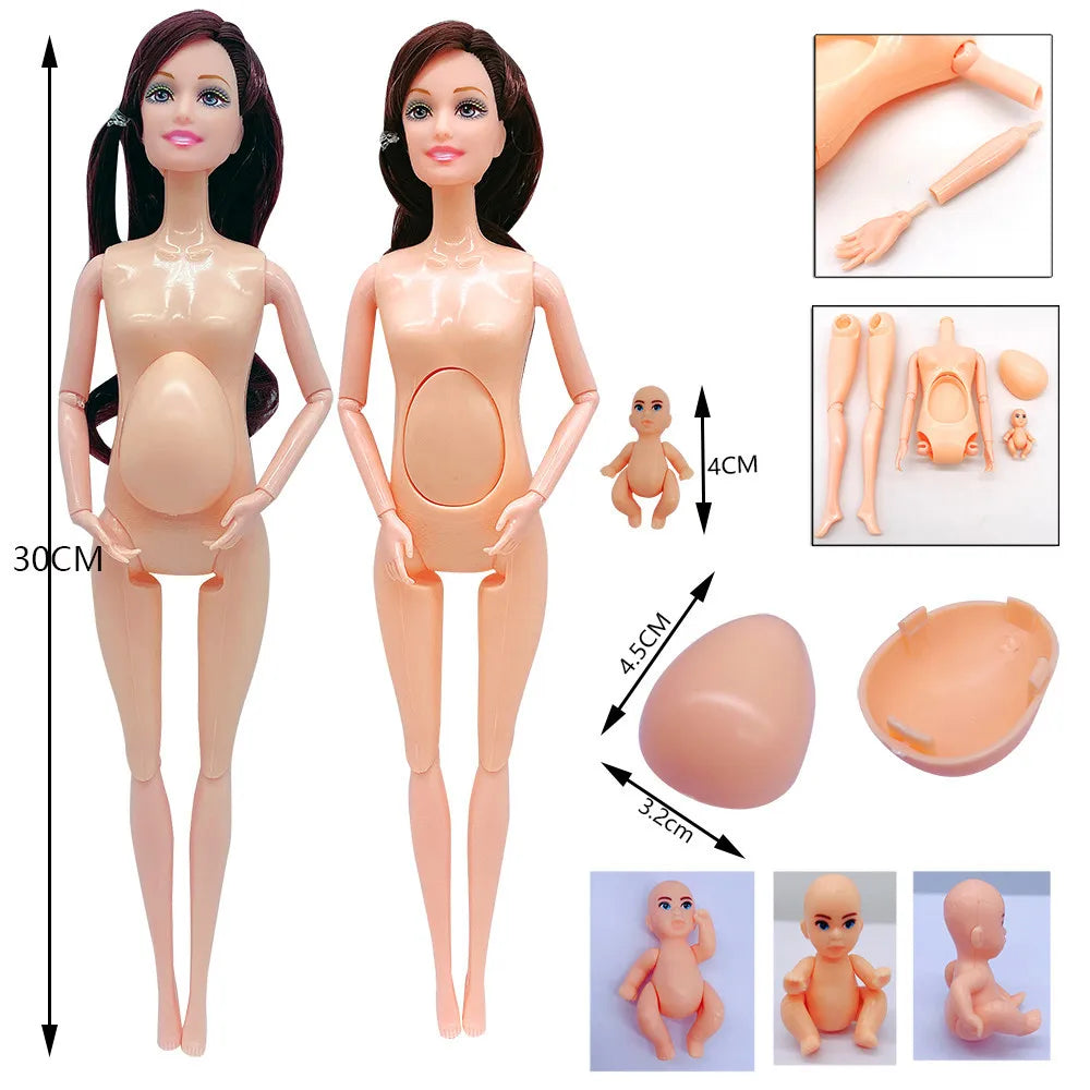 Newest Handmade Doll Accessories Baby Dolls Pregnant Mom Lady for Girls Game Christmas Birthday Present Gift Kids Toy,No Box