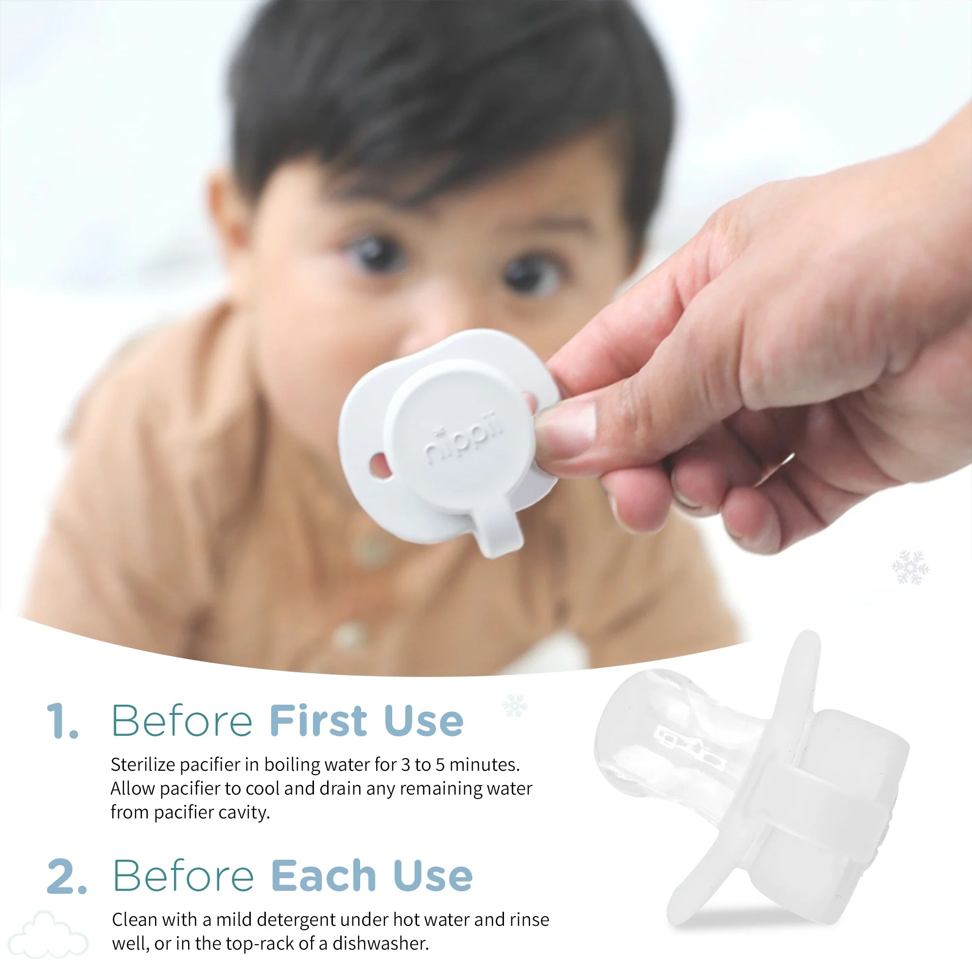 Freezable Orthodontic Pacifier, Cold Teething Relief, Cooling Silicone Pacifier Teether Toy Baby 0-9Mo 1Pc
