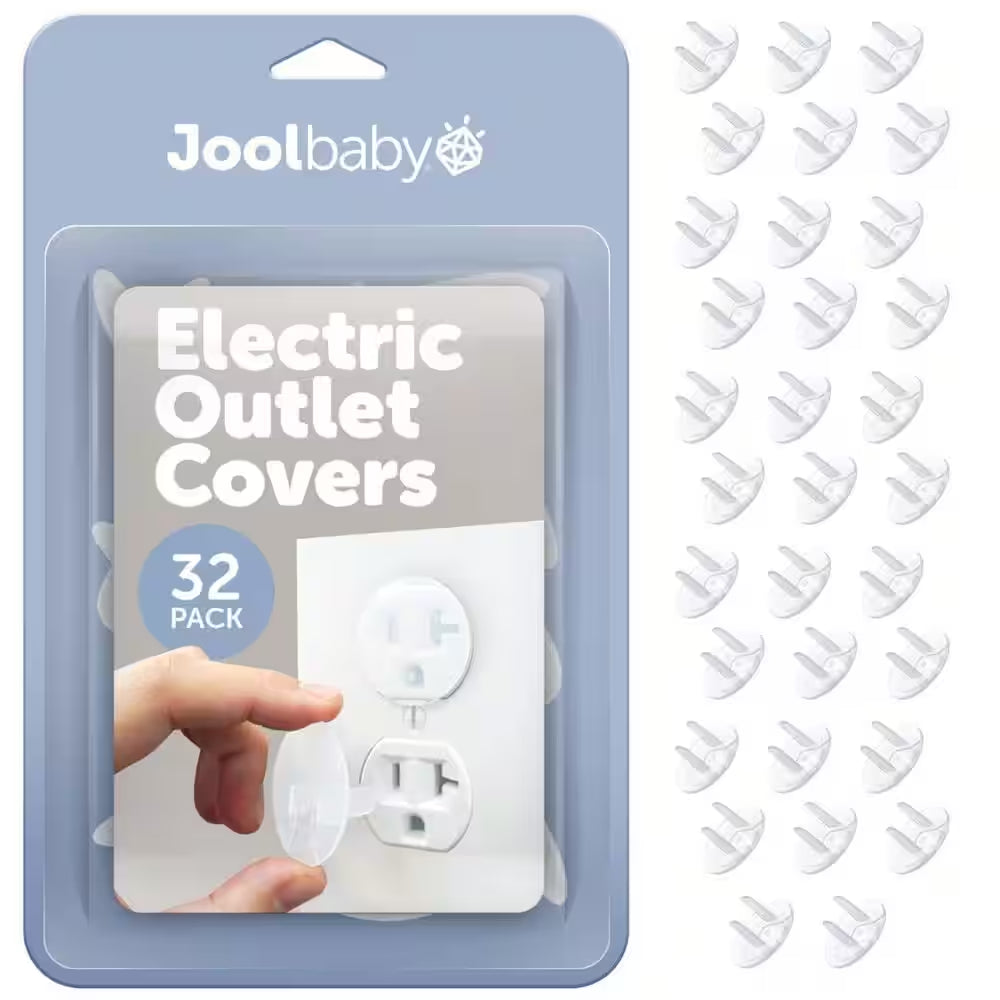 Outlet Plug Covers Clear Child Proof Electrical Protector Safety Caps - Jool Baby (32 -Pack)