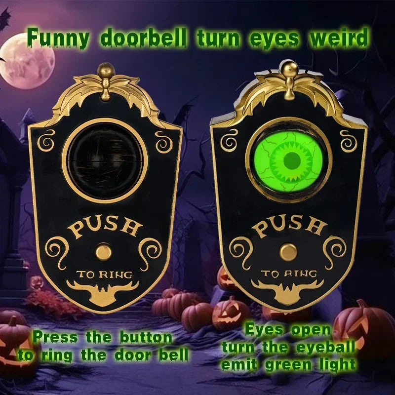 Halloween Scary Entryway Prop Frightening Talking Eyeball Cage Doorbell with Motion Sensor Eerie Sounds for Haunted Porch Setup