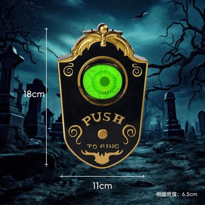 Halloween Scary Entryway Prop Frightening Talking Eyeball Cage Doorbell with Motion Sensor Eerie Sounds for Haunted Porch Setup