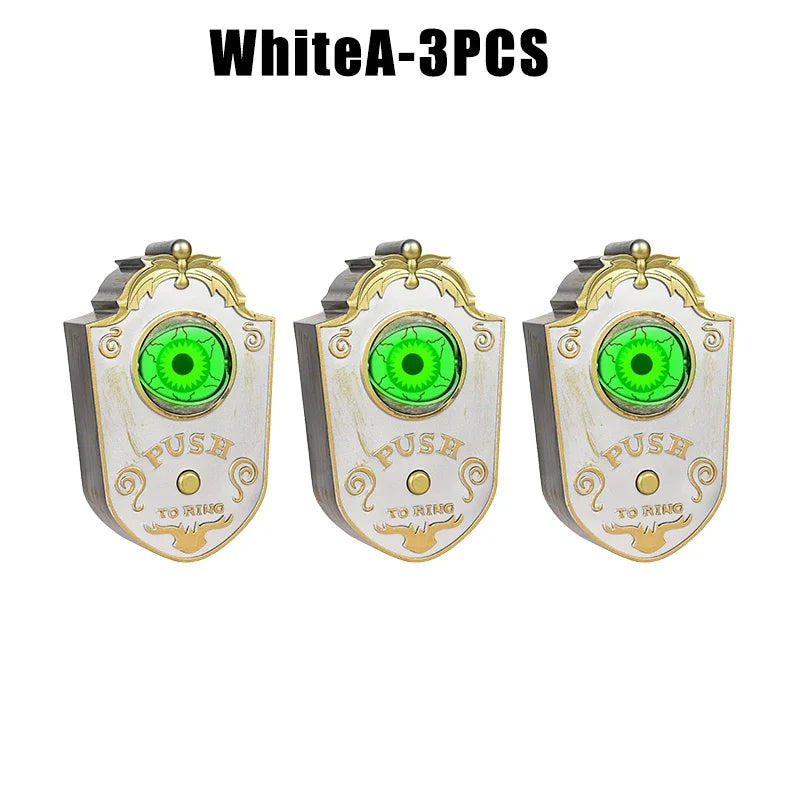 Halloween Scary Entryway Prop Frightening Talking Eyeball Cage Doorbell with Motion Sensor Eerie Sounds for Haunted Porch Setup