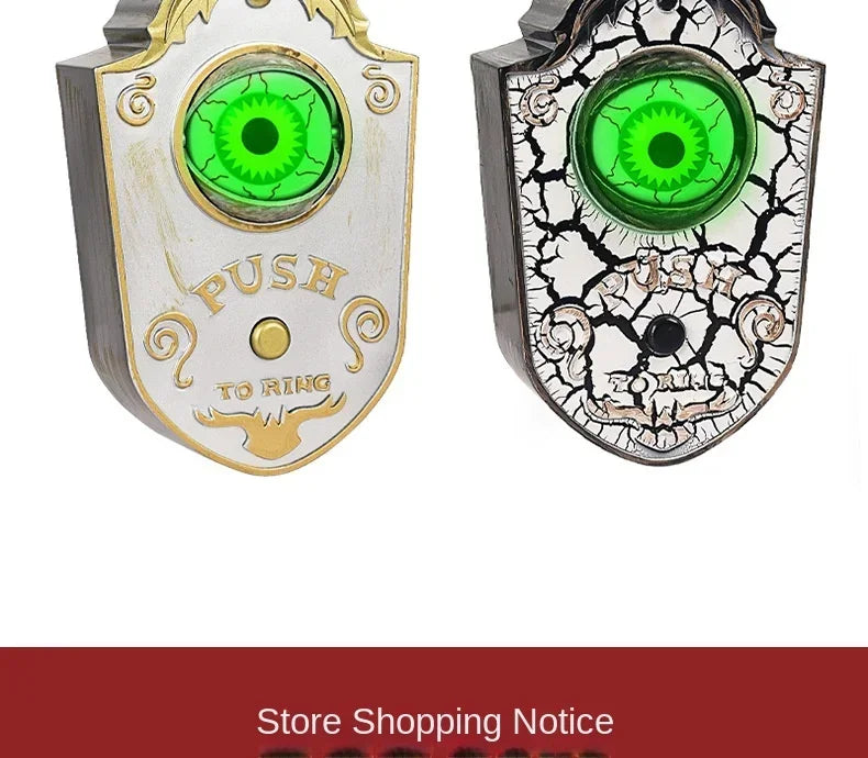 Halloween Scary Entryway Prop Frightening Talking Eyeball Cage Doorbell with Motion Sensor Eerie Sounds for Haunted Porch Setup