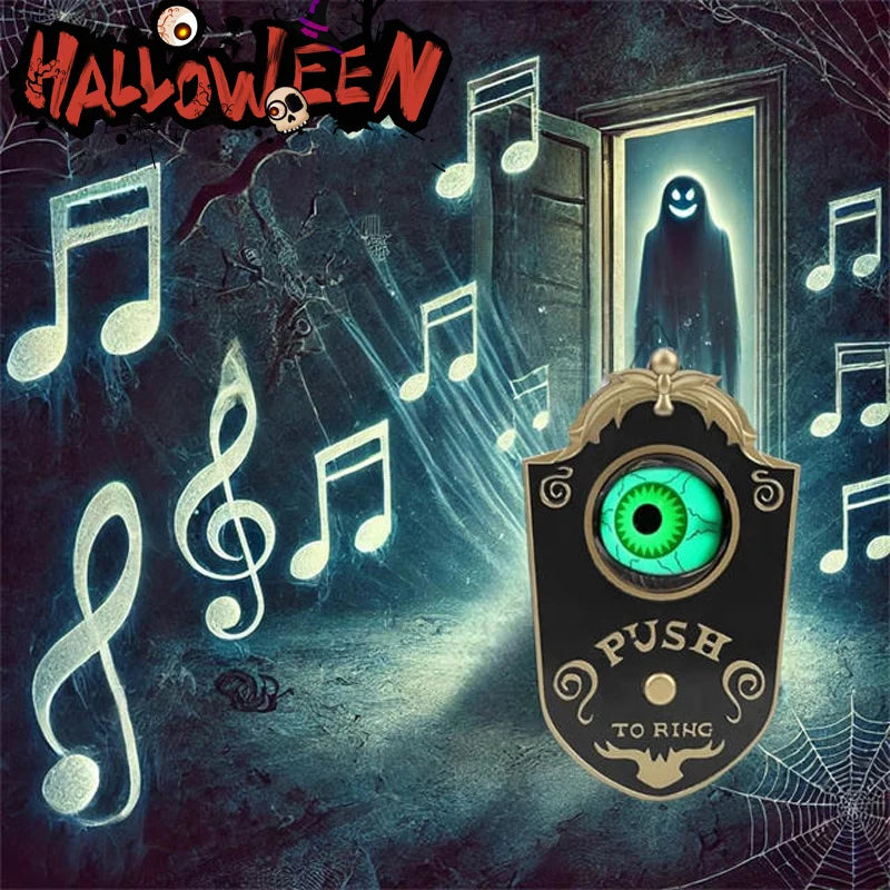 Halloween Scary Entryway Prop Frightening Talking Eyeball Cage Doorbell with Motion Sensor Eerie Sounds for Haunted Porch Setup