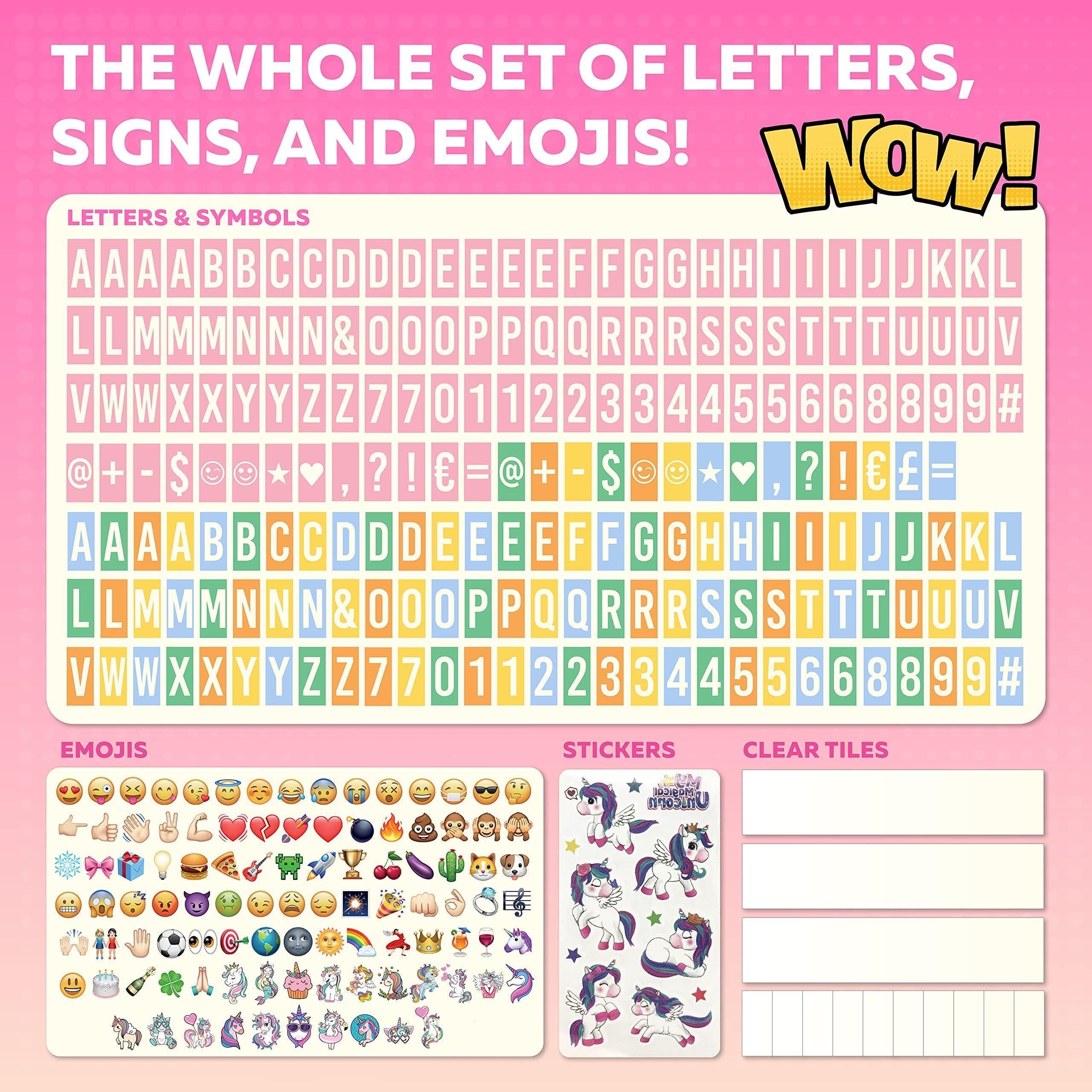 Pink Cinema Light Box with 312 Letters Emojis & 3 Markers Led Light Box for Girl