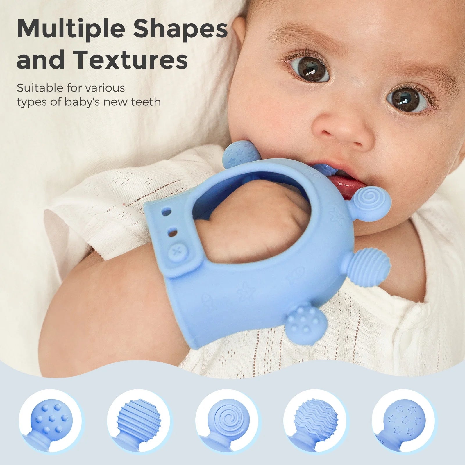 Silicone Baby Teether Diver Blue, Teething Relief Toys for Infant 0-12 Months, 1 Count
