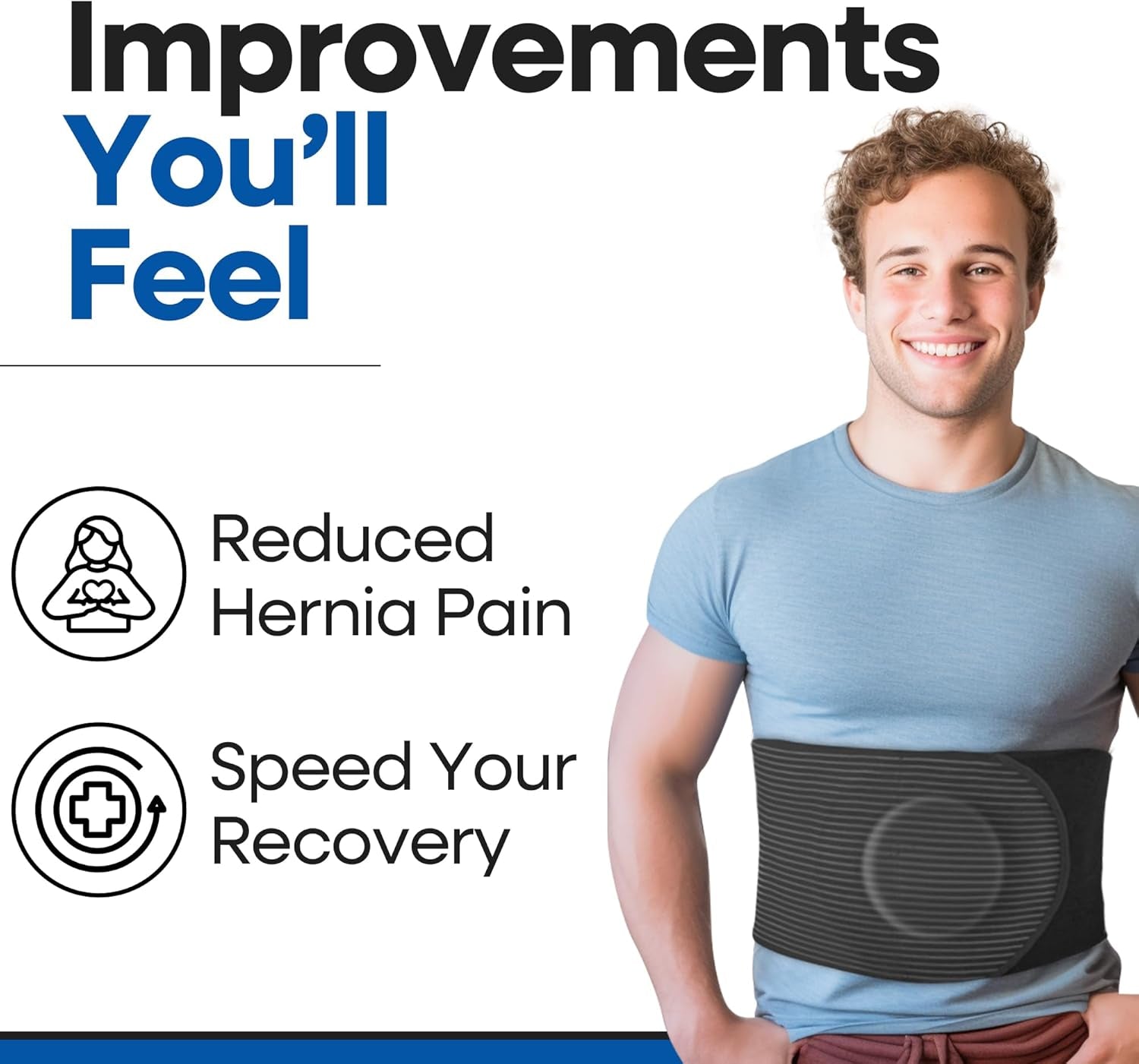 Hernia Belt for Men or Women | C Section Belly Binder & Abdominal Binder | Post Surgery & Pregnancy Tummy Tuck | Hysterectomy, Umbilical Hernia | Postpartum Belly Band & Belly Wrap | (S/M) 23" - 29"