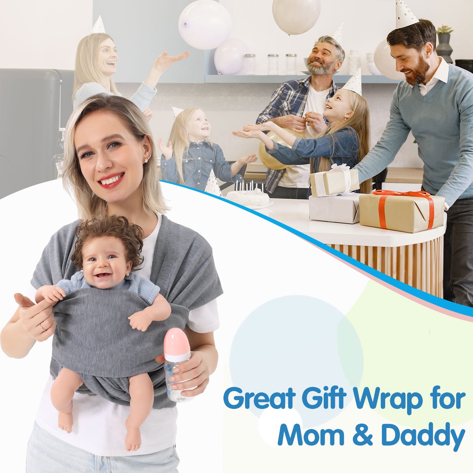 Baby Carrier Front Wrap Scarf Baby Carrier Bag Multi-Functional Baby Carrier Front and Back Dual
