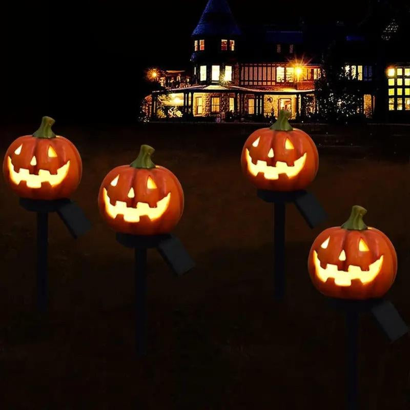 Solar Powered Pumpkin Shaped Garden Light, 1 Box Outdoor Ground Inserted Light, Halloween Decoration for Yard Lawn, Halloween Decorations, Ornaments, Yard Lighting, Solar Garden Lights
