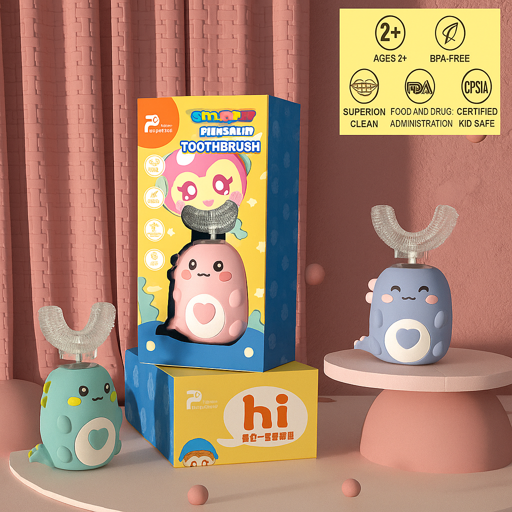 Kids U-Shaped Electric Toothbrush – Rechargeable 360° Cartoon Sonic Toothbrush