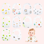 Baby Boy Muslin Cotton Cloth Drool Baby Bibs with Adjustable Snap, 10 Pieces
