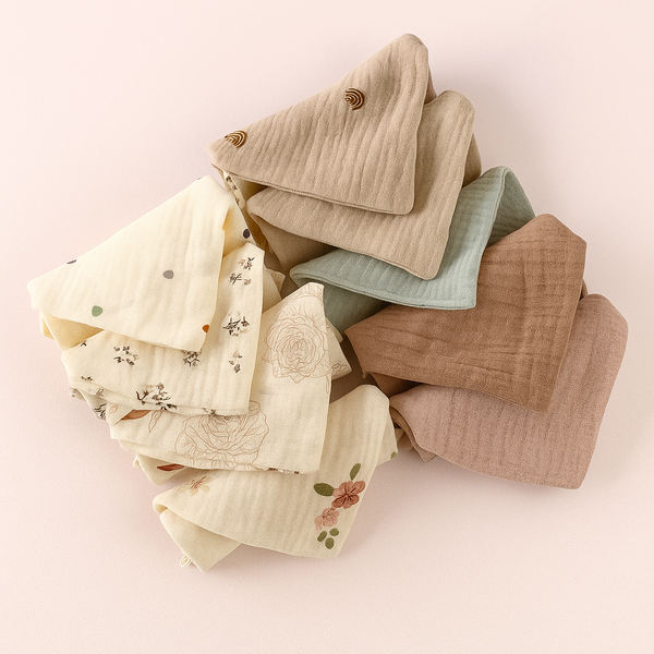 Pure Cotton Baby Washcloths – 5-Pack Soft 6-Layer Burp & Towel Set