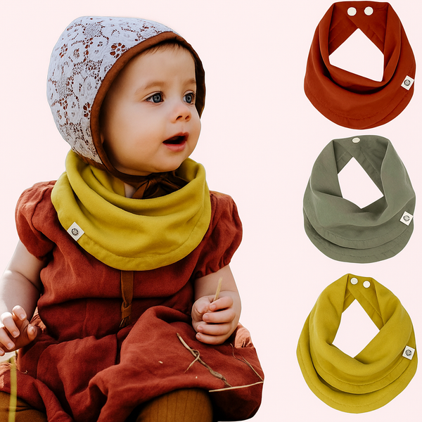 Organic Muslin Baby Bibs – Fairtrade, Rounded, Reversible 4-in-1 Drool Bibs