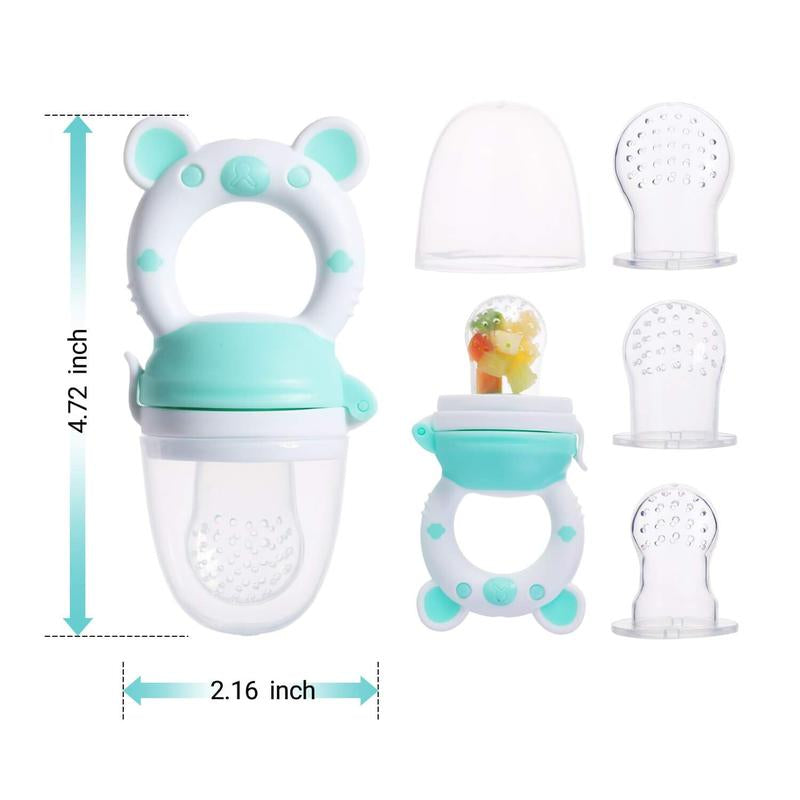 Baby Fruit Food Feeder Pacifier - Fresh Food Feeder, Infant Fruit Teething Teether Toy, 6 Pcs Silicone Pouches for Toddlers & Kids & Babies, 2-Pack