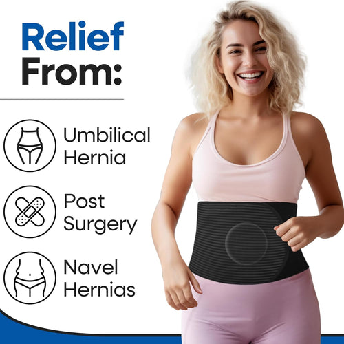 Hernia Belt for Men or Women | C Section Belly Binder & Abdominal Binder | Post Surgery & Pregnancy Tummy Tuck | Hysterectomy, Umbilical Hernia | Postpartum Belly Band & Belly Wrap | (S/M) 23" - 29"