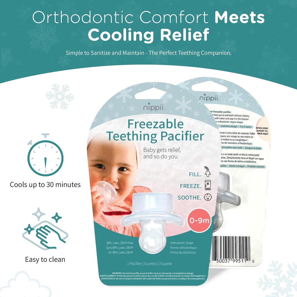 Freezable Orthodontic Pacifier, Cold Teething Relief, Cooling Silicone Pacifier Teether Toy Baby 0-9Mo 1Pc