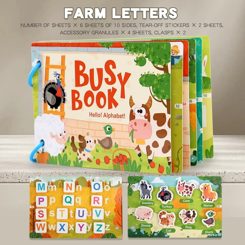 Montessori Busy Book – My First Learning & Activity Quiet Book for Babies
