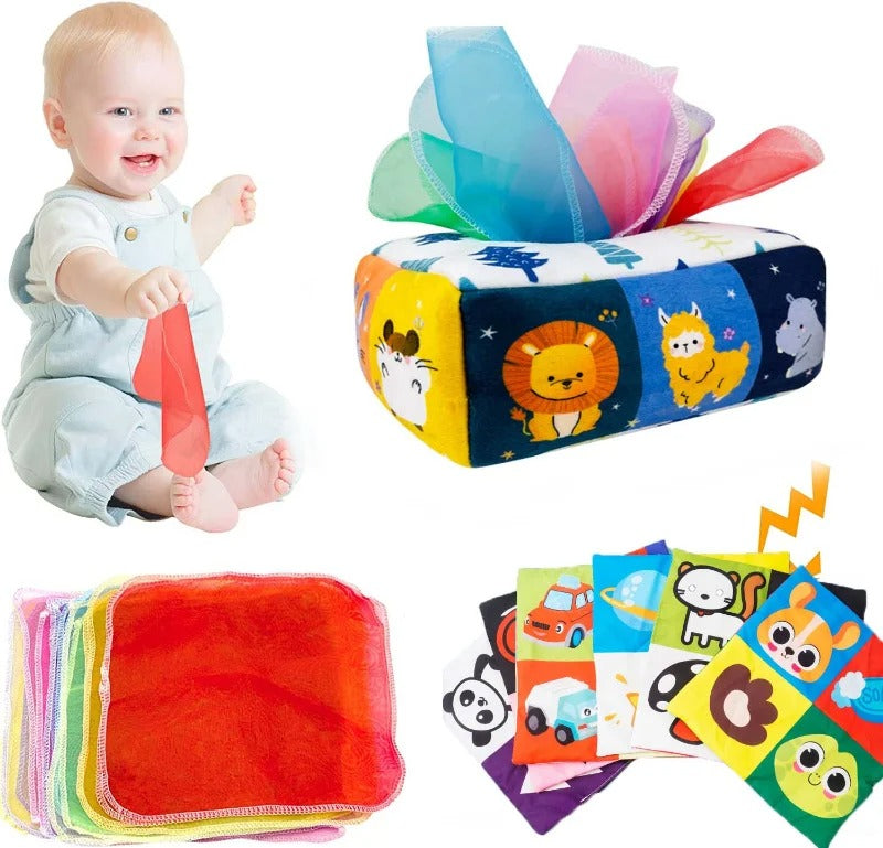 Interactive Tissue Box Learning Toy - Montessori Sensory Play for Toddler Development & Engagement
