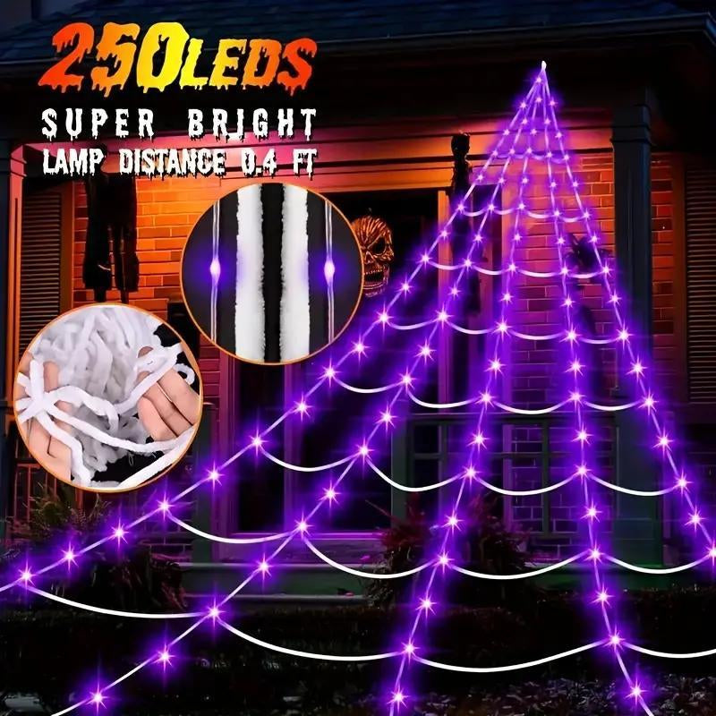 5M 250LED Spider Web Light, Halloween Spider Web Light, Halloween Decoration, Indoor Decoration, Gothic Style Bedroom Decoration
