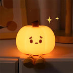 Halloween Pumpkin Night Light - Cute Soft Silicone Safe Lamp with Timing and Dimmable Features for Bedside Decor and Halloween Gifts Metal