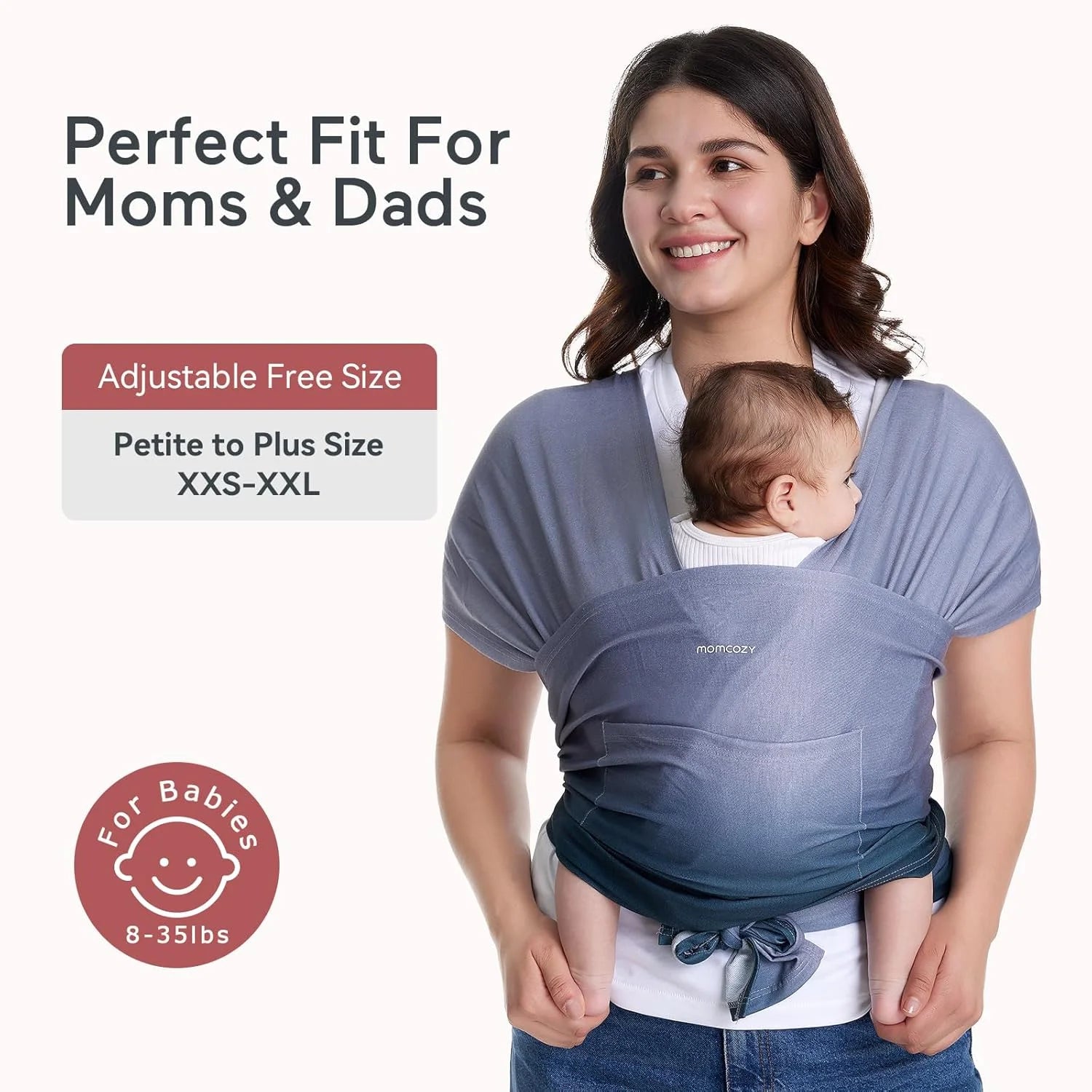 Baby Wrap Carrier Slings, Mom Cozy Infant Carrier Slings for Newborn up to 35 Lbs, Gradient Blue
