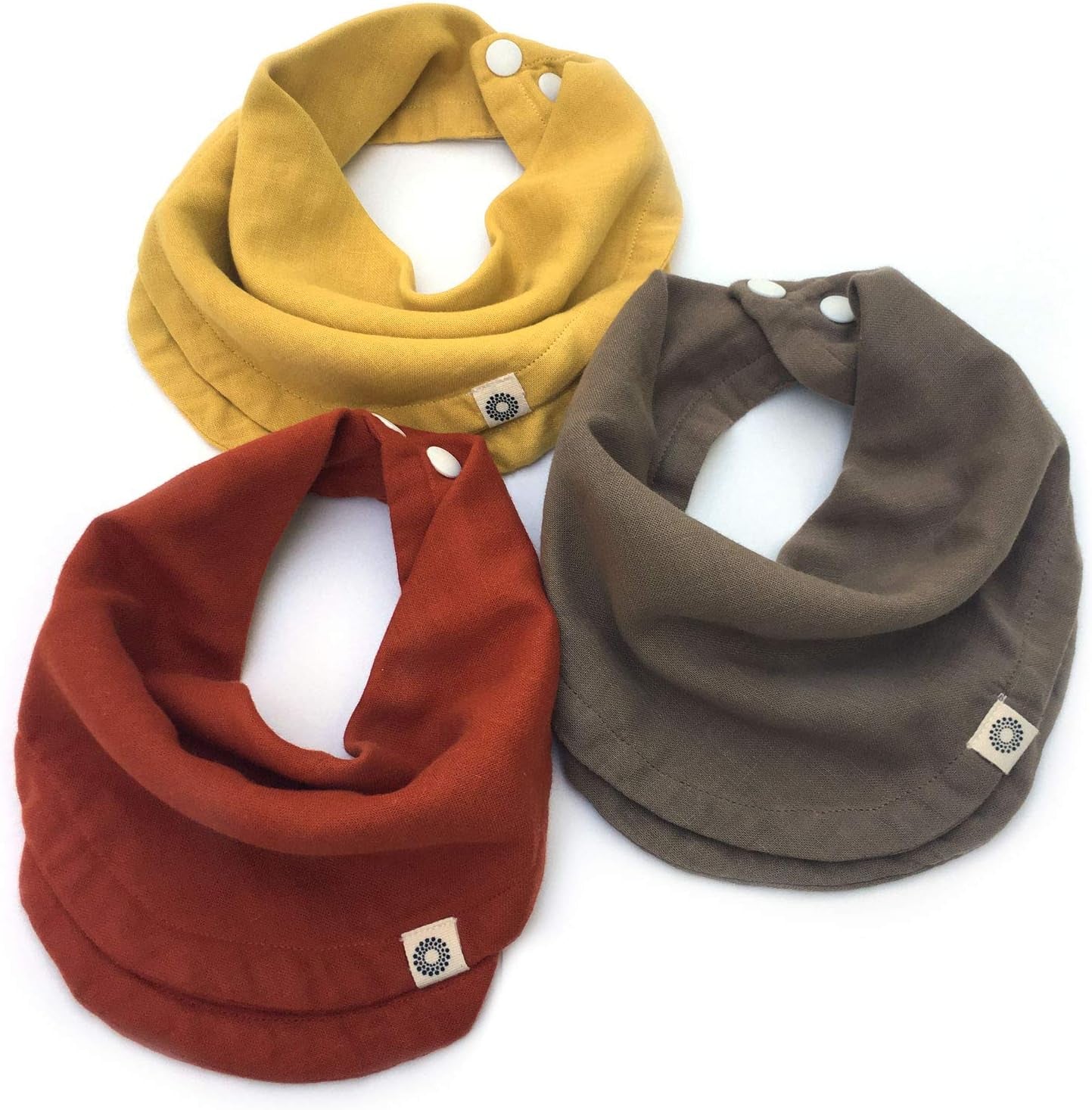 Indi - Fairtrade Organic Baby Bibs for Girls or Boys - Rounded, 4-Way Reversible, 8 Layer Muslin Drool Bibs