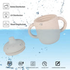 Silicone Sippy Cup Training for Baby 6 Months+ Soft with Straw Spill Proof Cups Toddlers Handles and Spout Lid Easy Grip,Toddler Training Cup with Handles
