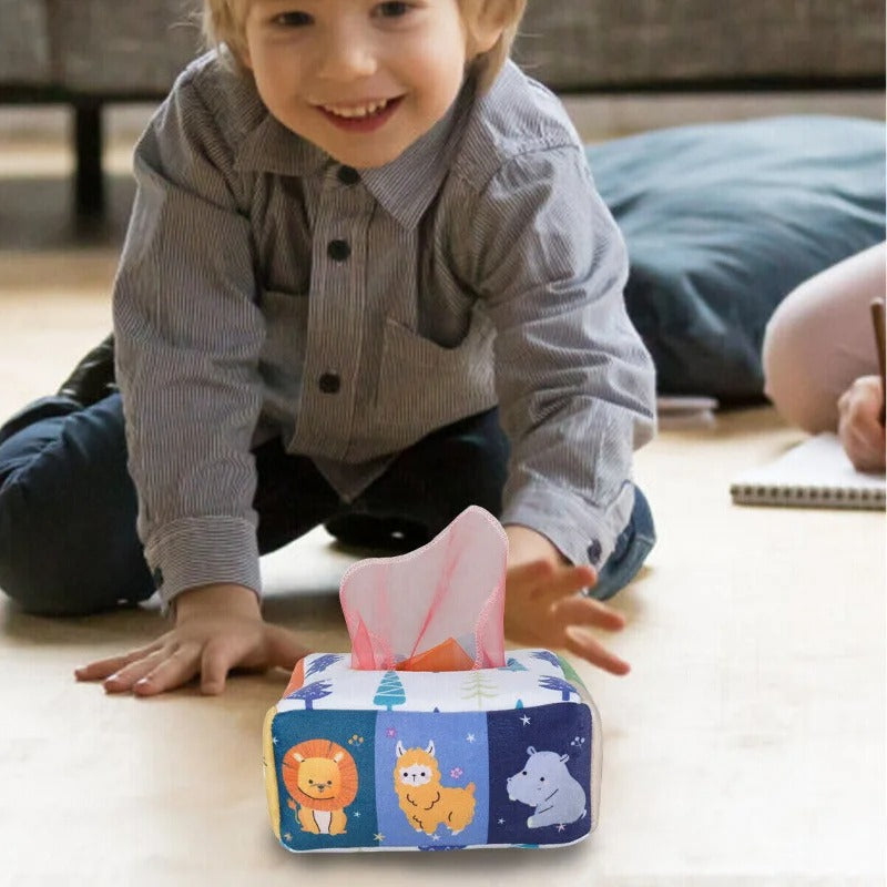 Interactive Tissue Box Learning Toy - Montessori Sensory Play for Toddler Development & Engagement