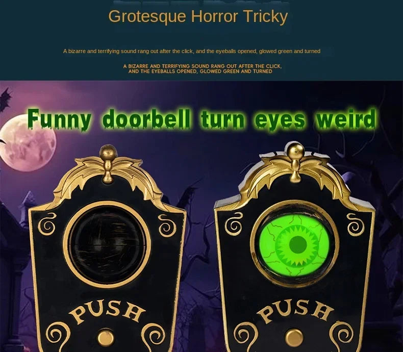 Halloween Scary Entryway Prop Frightening Talking Eyeball Cage Doorbell with Motion Sensor Eerie Sounds for Haunted Porch Setup