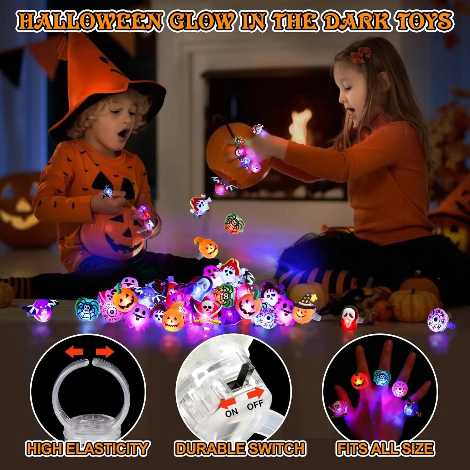 Halloween LED glowing rings(50pcs)