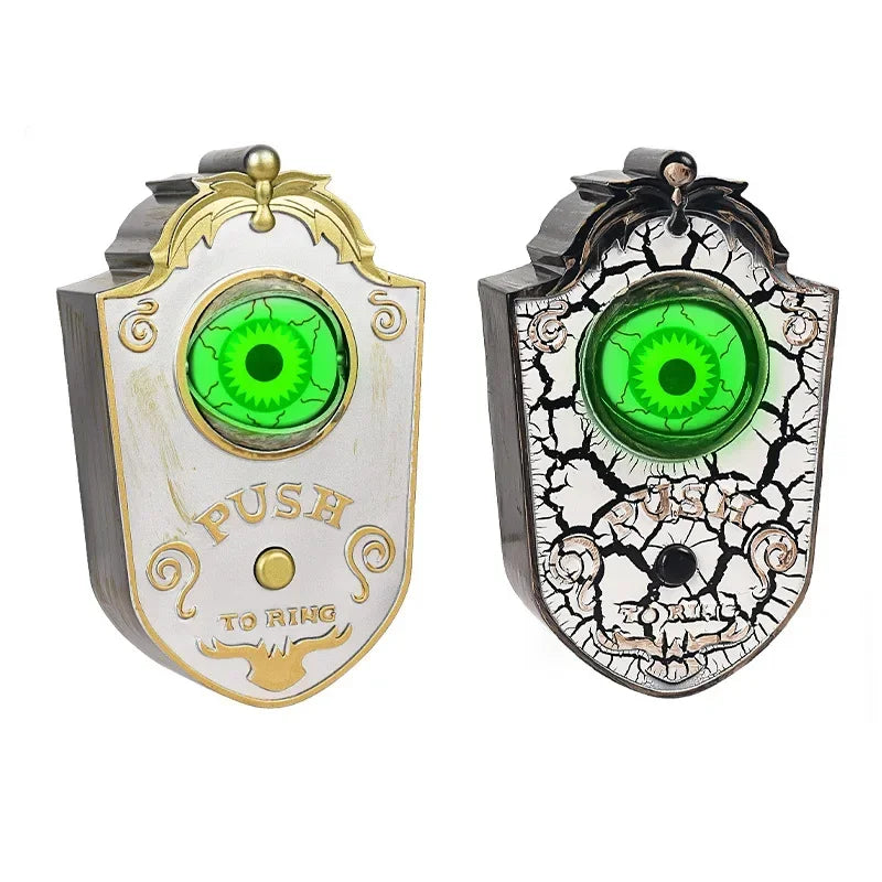 Halloween Scary Entryway Prop Frightening Talking Eyeball Cage Doorbell with Motion Sensor Eerie Sounds for Haunted Porch Setup