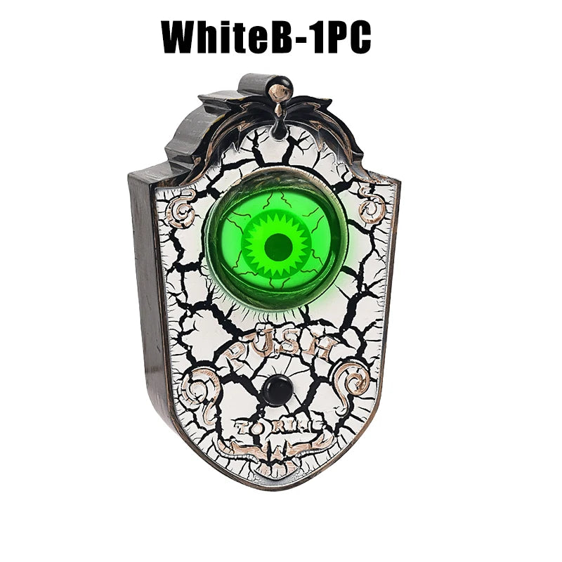 Halloween Scary Entryway Prop Frightening Talking Eyeball Cage Doorbell with Motion Sensor Eerie Sounds for Haunted Porch Setup