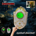 Halloween Scary Entryway Prop Frightening Talking Eyeball Cage Doorbell with Motion Sensor Eerie Sounds for Haunted Porch Setup