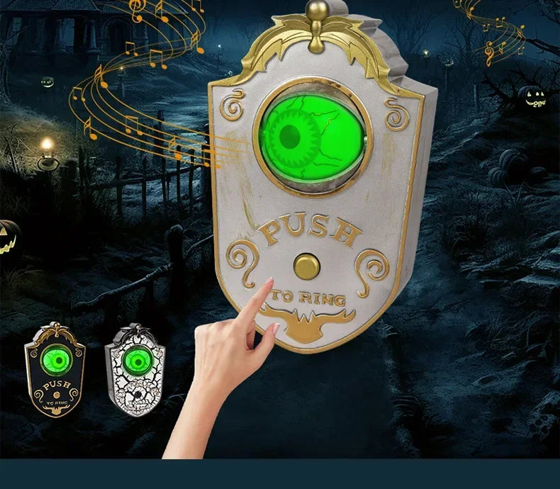 Halloween Scary Entryway Prop Frightening Talking Eyeball Cage Doorbell with Motion Sensor Eerie Sounds for Haunted Porch Setup