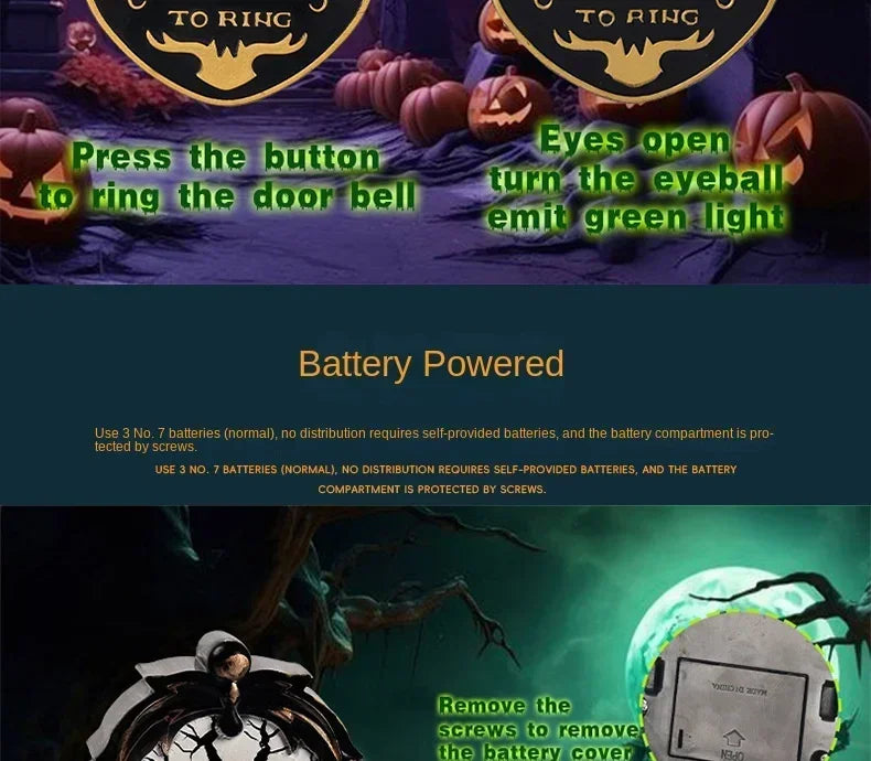 Halloween Scary Entryway Prop Frightening Talking Eyeball Cage Doorbell with Motion Sensor Eerie Sounds for Haunted Porch Setup