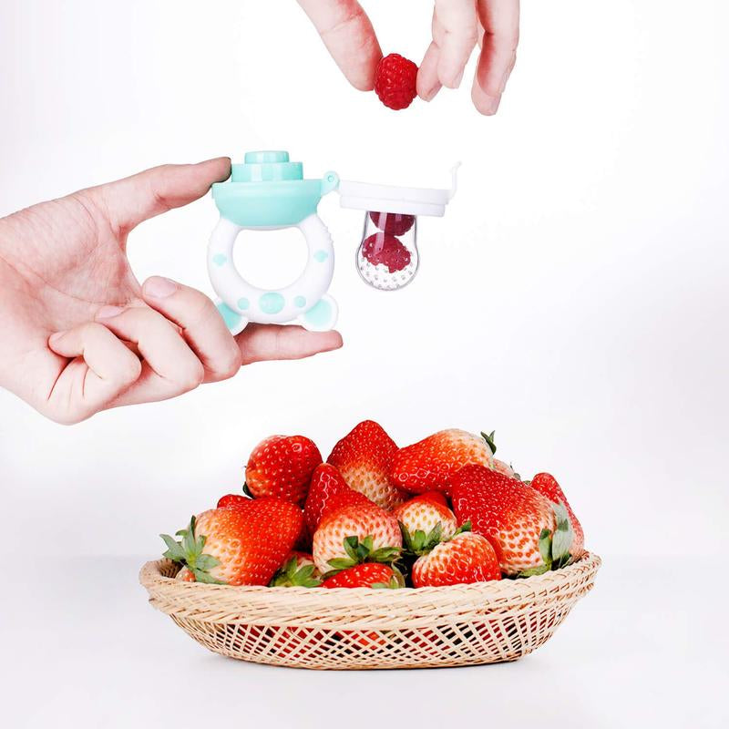 Baby Fruit Food Feeder Pacifier - Fresh Food Feeder, Infant Fruit Teething Teether Toy, 6 Pcs Silicone Pouches for Toddlers & Kids & Babies, 2-Pack