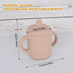 Silicone Sippy Cup Training for Baby 6 Months+ Soft with Straw Spill Proof Cups Toddlers Handles and Spout Lid Easy Grip,Toddler Training Cup with Handles