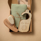 Baby Towel Bath Set Gift Box Cotton Blankets Newborn Milestone Cards Wooden Ring Rabbit Rattle Infant Brush for Baby Birth Gift