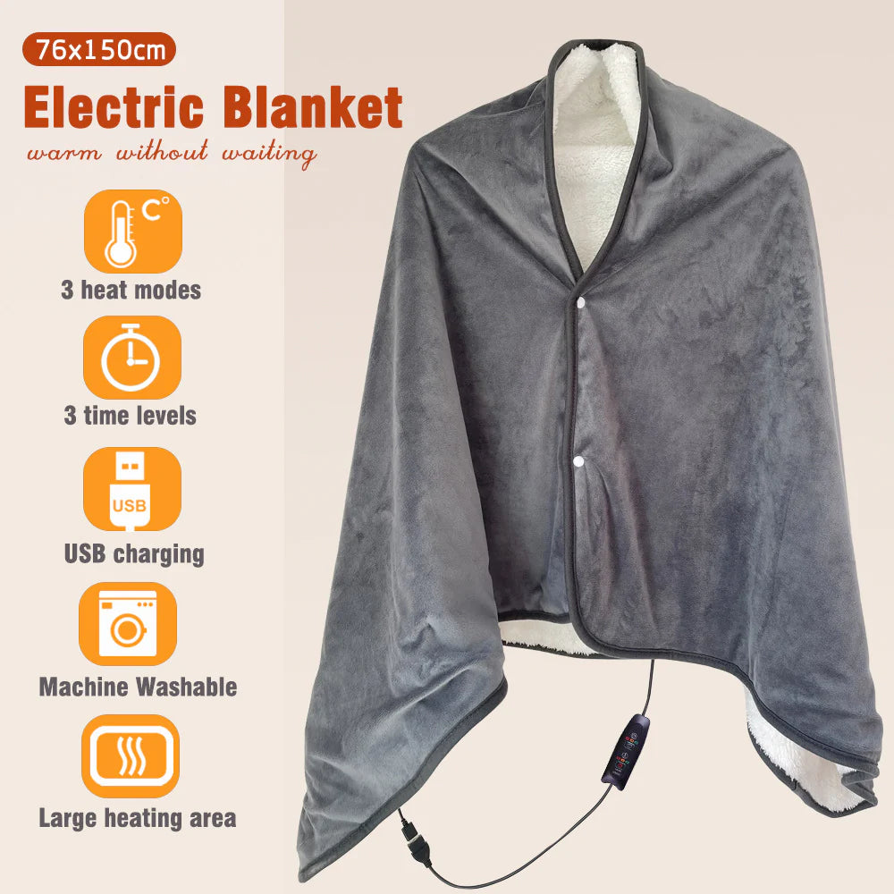 Multi-Purpose Electric Heating Blanket with Portable Charger