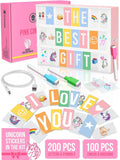Pink Cinema Light Box with 312 Letters Emojis & 3 Markers Led Light Box for Girl